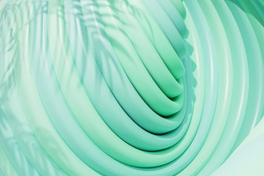 Imagem verde abstrata com tiras enroladas