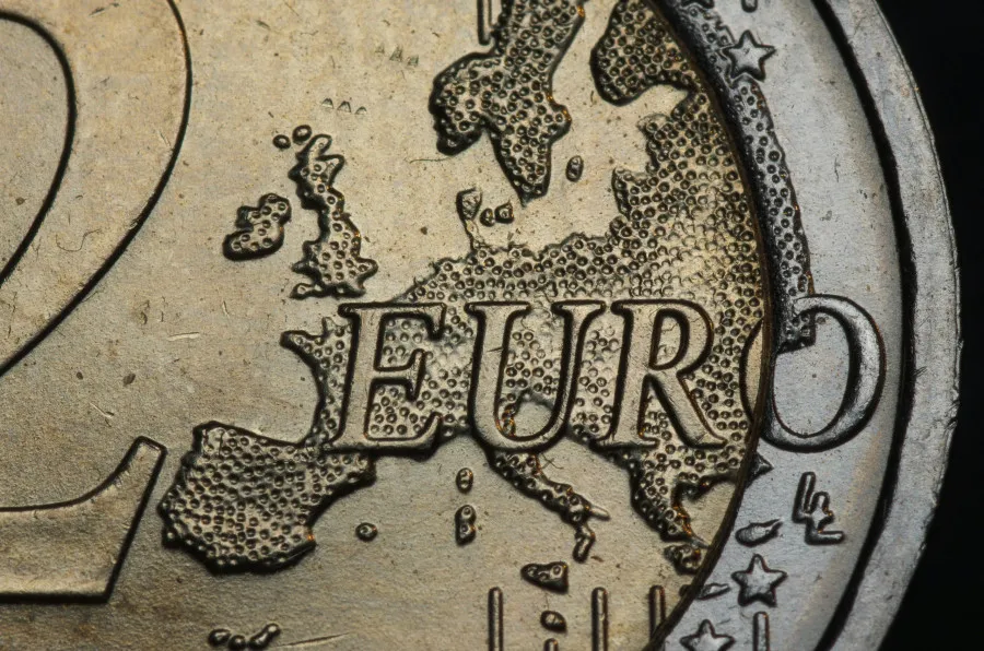 Close-up de moeda de 2 euros
