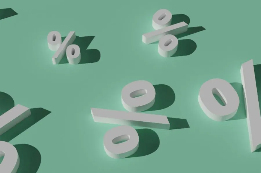 Imagem verde com símbolos de percentagem em branco
